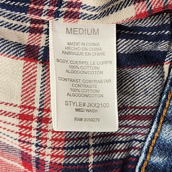 Thread & Supply Jacket Womens M Denim Flannel Lined Sherpa Collar Trucker Casual - Picture 8 of 12